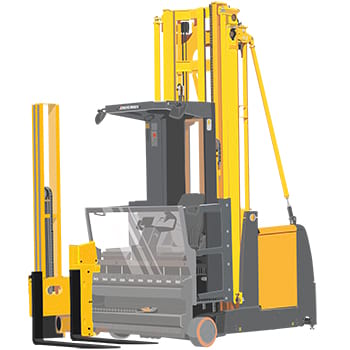 Yellow Very Narrow Aisle (Operator-Up) Truck